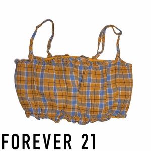 F21 Plaid Frill Tube Top Tank in S